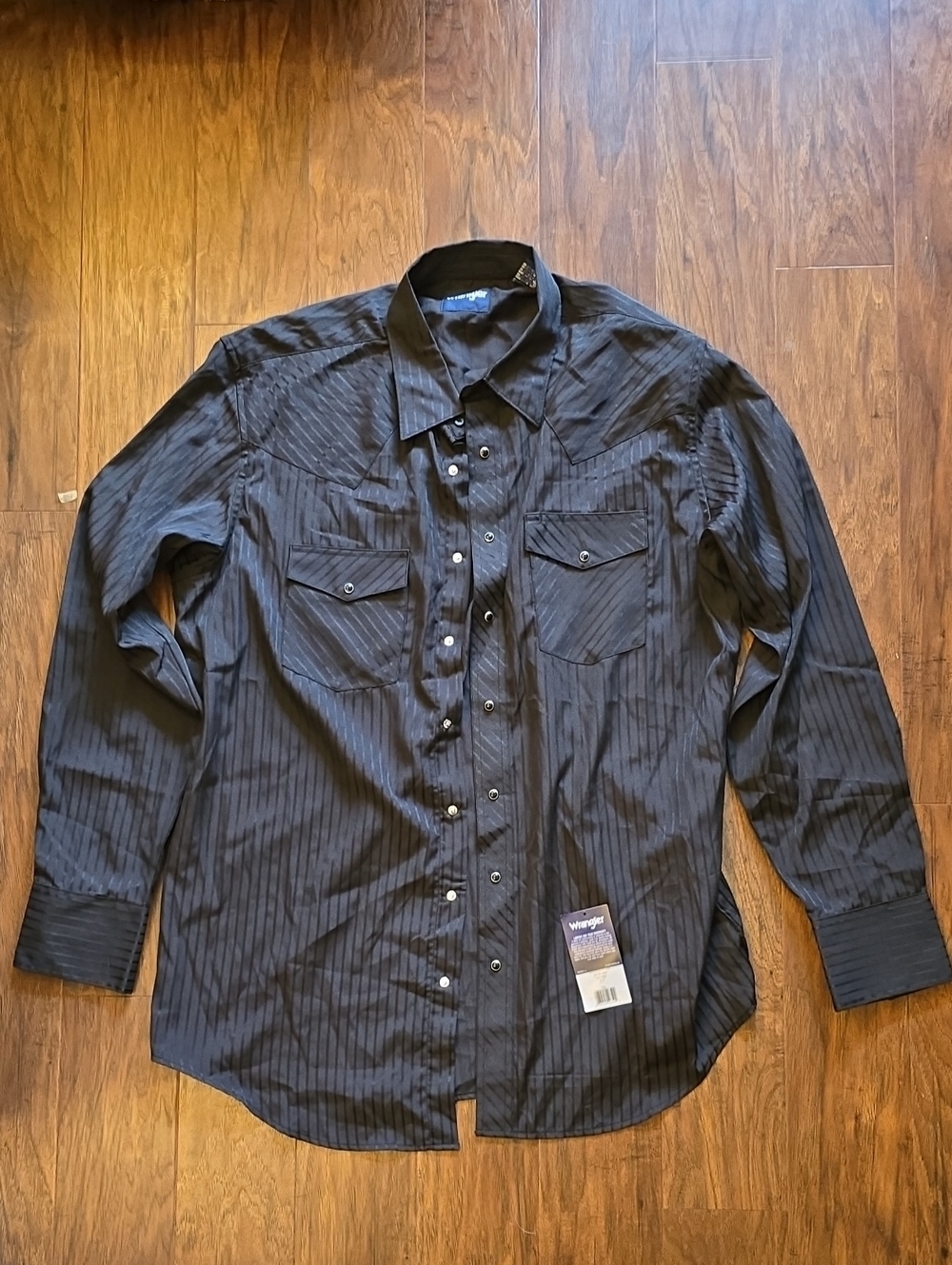 Wrangler Classic XLT Black Pinstripe Western Button-Up Shirt